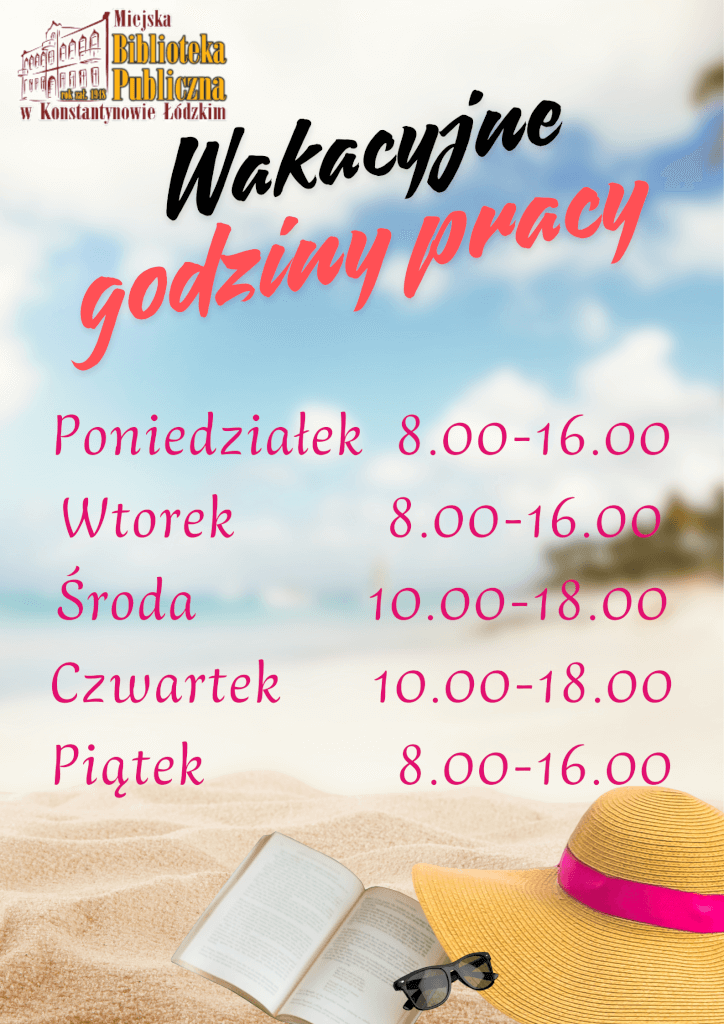 informacja o wakacyjnych godzinach pracy biblioteki
