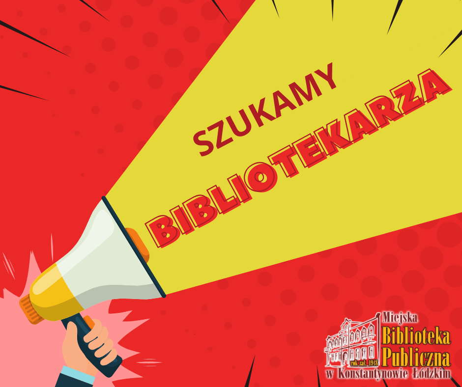 plakat "Szukamy bibliotekarza"